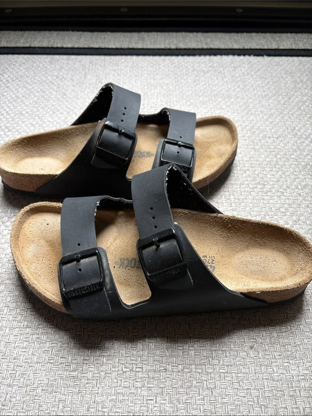 Birkenstock Black Two-Strap Adjustable Slide Sandals